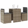 3-tlg. Bistro-Set mit Kissen Beige Poly Rattan