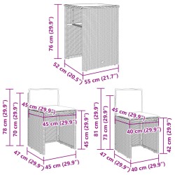 3-tlg. Bistro-Set mit Kissen Beige Poly Rattan