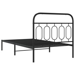 Bettgestell mit Kopfteil Metall Schwarz 100x200 cm