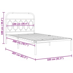 Bettgestell mit Kopfteil Metall Schwarz 100x200 cm