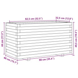 Pflanzkübel Wachsbraun 90x40x49,5 cm Massivholz Kiefer