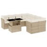 9-tlg. Garten-Sofagarnitur mit Kissen Beige Poly Rattan