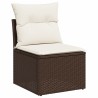 7-tlg. Garten-Sofagarnitur mit Kissen Braun Poly Rattan