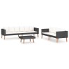 3-tlg. Garten-Lounge-Set mit Kissen Poly Rattan Schwarz