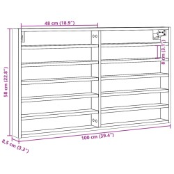 Vitrinenschrank Betongrau 100x8,5x58 cm Holzwerkstoff