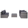 7-tlg. Garten-Lounge-Set mit Kissen Poly Rattan Grau