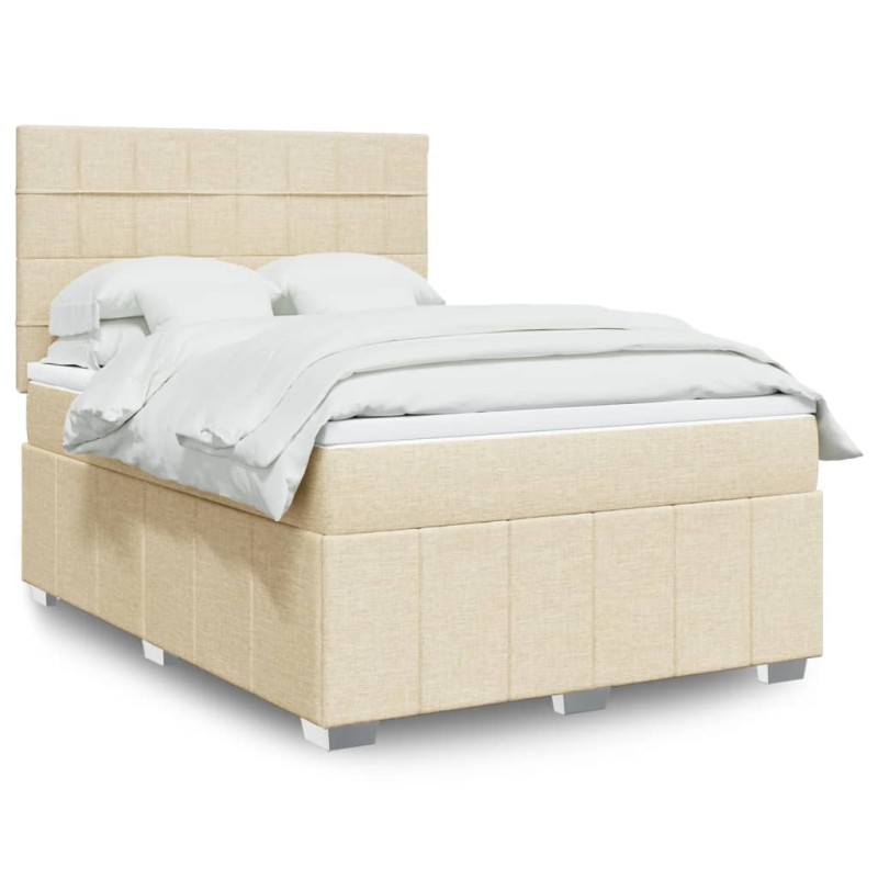 Boxspringbett mit Matratze Creme 140x200 cm Stoff