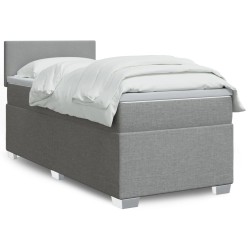 Boxspringbett mit Matratze Hellgrau 90x190 cm Stoff