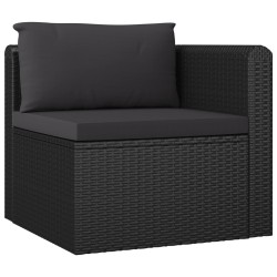 7-tlg. Garten-Lounge-Set mit Kissen Poly Rattan Schwarz