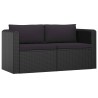 7-tlg. Garten-Lounge-Set mit Kissen Poly Rattan Schwarz