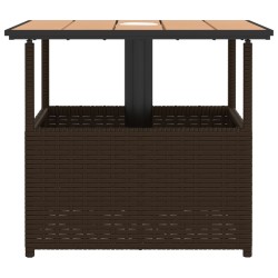 Gartentisch mit Schirmloch Braun 55x55x46,5 cm Poly Rattan