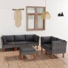 6-tlg. Garten-Lounge-Set mit Kissen Poly Rattan Grau