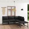 5-tlg. Garten-Lounge-Set mit Kissen Poly Rattan Grau