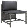 5-tlg. Garten-Lounge-Set mit Kissen Poly Rattan Grau