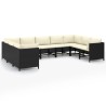 9-tlg. Garten-Lounge-Set mit Kissen Poly Rattan Schwarz