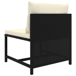 9-tlg. Garten-Lounge-Set mit Kissen Poly Rattan Schwarz