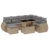 8-tlg. Garten-Sofagarnitur mit Kissen Beige Poly Rattan