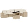 7-tlg. Garten-Sofagarnitur mit Kissen Beige Poly Rattan