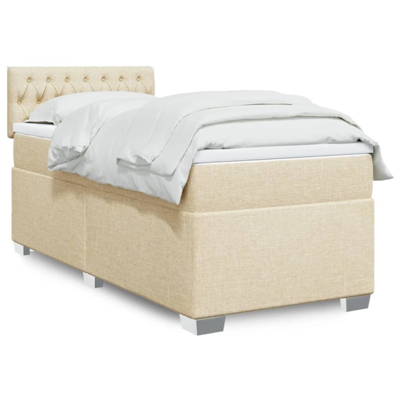 Boxspringbett mit Matratze Creme 90x190 cm Stoff