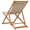 Strandstühle 2 Stk. Klappbar Beige Stoff und Massivholz