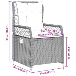 7-tlg. Garten-Essgruppe mit Kissen Grau Poly Rattan