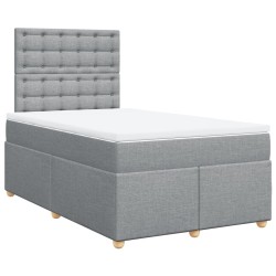 Boxspringbett mit Matratze Hellgrau 120x200 cm Stoff