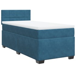 Boxspringbett mit Matratze Blau 100x200 cm Samt