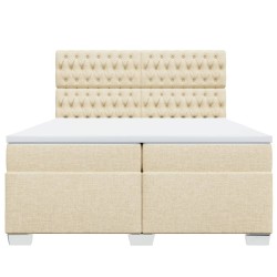 Boxspringbett mit Matratze Creme 200x200 cm Stoff