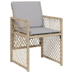 15-tlg. Garten-Essgruppe mit Kissen Beige Poly Rattan