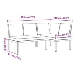 2-tlg. Garten-Sofagarnitur mit Kissen Schwarz Aluminium