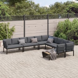 6-tlg. Garten-Sofagarnitur mit Kissen Schwarz Aluminium