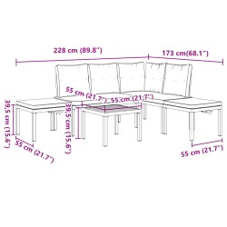 5-tlg. Garten-Sofagarnitur mit Kissen Schwarz Stahl