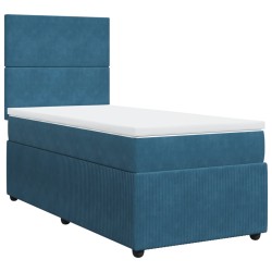 Boxspringbett mit Matratze Blau 90x190 cm Samt