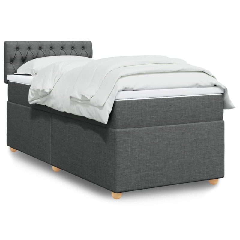 Boxspringbett mit Matratze Dunkelgrau 90x190 cm Stoff