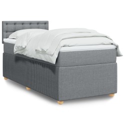 Boxspringbett mit Matratze Hellgrau 90x190 cm Stoff