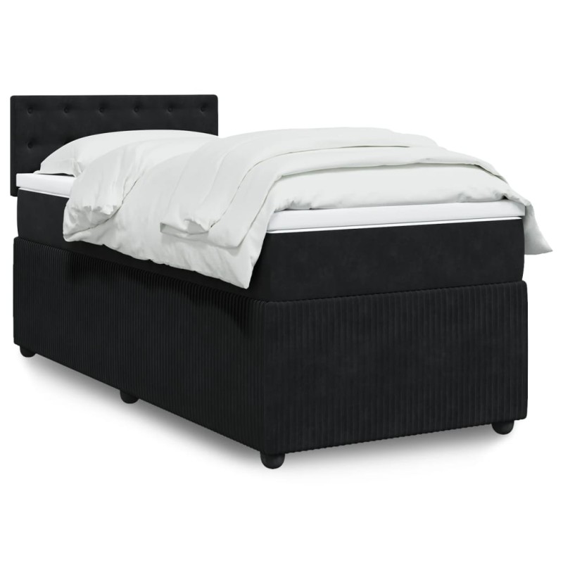 Boxspringbett mit Matratze Schwarz 90x190 cm Samt