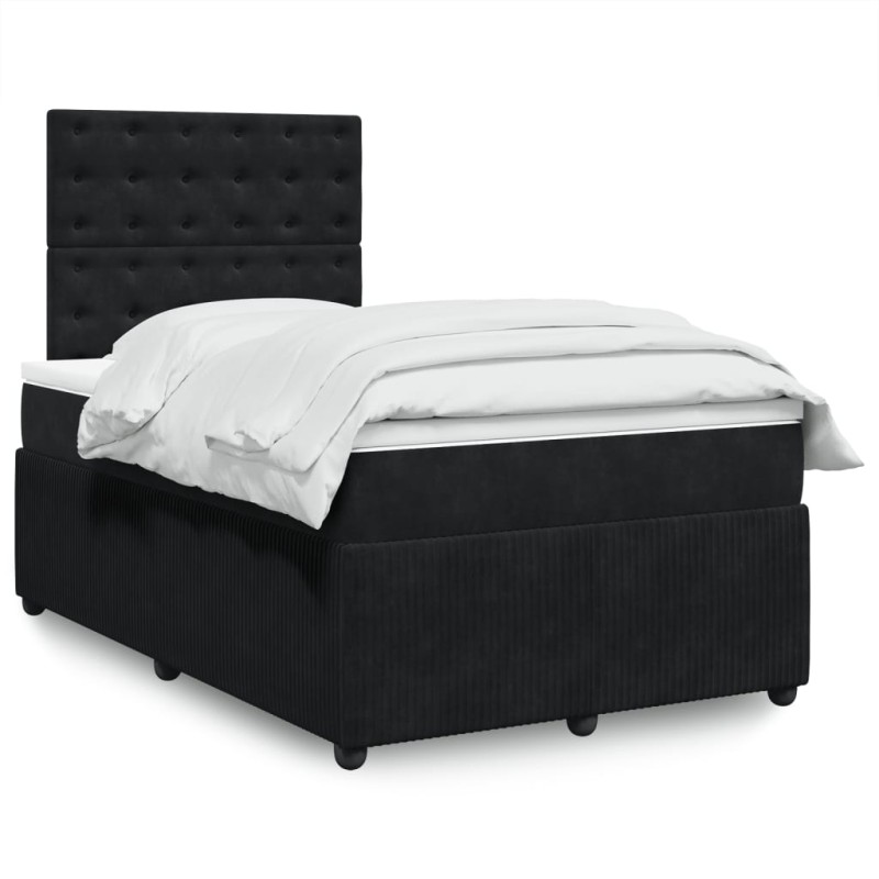 Boxspringbett mit Matratze Schwarz 120x190 cm Samt