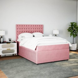 Boxspringbett mit Matratze Rosa 140x200 cm Samt