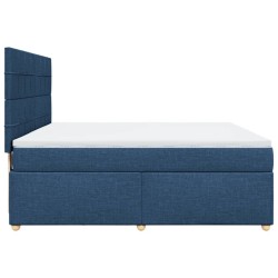 Boxspringbett mit Matratze Blau 180x200 cm Stoff