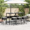 9-tlg. Gartenbar-Set mit Kissen Schwarz Poly Rattan