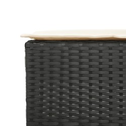 9-tlg. Gartenbar-Set mit Kissen Schwarz Poly Rattan