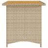 Gartentisch mit Holzplatte Beige 110x68x70 cm Poly Rattan