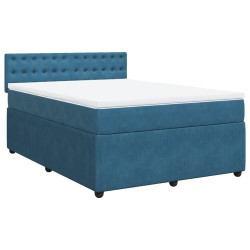 Boxspringbett mit Matratze Blau 140x190 cm Samt