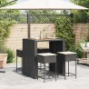 5-tlg. Gartenbar-Set mit Kissen Schwarz Poly Rattan