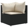 5-tlg. Garten-Lounge-Set mit Kissen Schwarz Poly Rattan