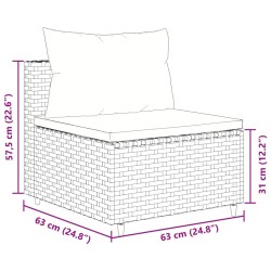 6-tlg. Garten-Lounge-Set mit Kissen Braun Poly Rattan