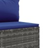 5-tlg. Garten-Lounge-Set mit Kissen Grau Poly Rattan