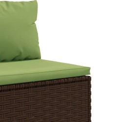 6-tlg. Garten-Lounge-Set mit Kissen Braun Poly Rattan