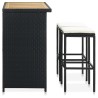 3-tlg. Bar-Set Poly Rattan Schwarz