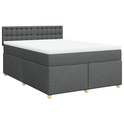 Boxspringbett mit Matratze Dunkelgrau 140x200 cm Stoff